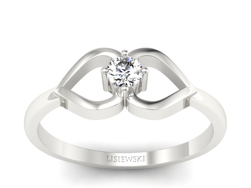 Pierścionek zaręczynowy z brylantem białe złoto - p16142b