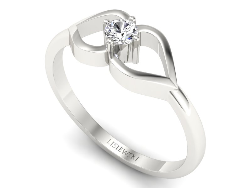 Pierścionek zaręczynowy z brylantem białe złoto - p16142b — zdjęcie 3