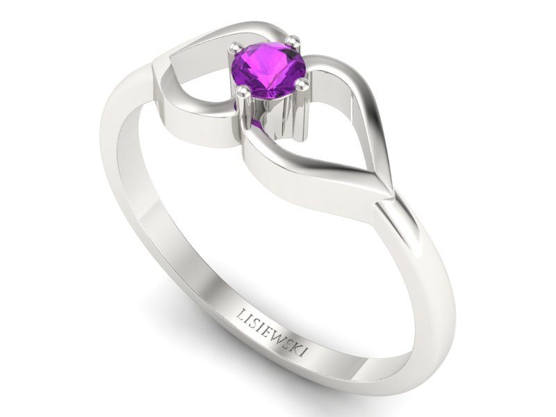 Złoty pierścionek z ametystem białe złoto - p16142bat — zdjęcie 3