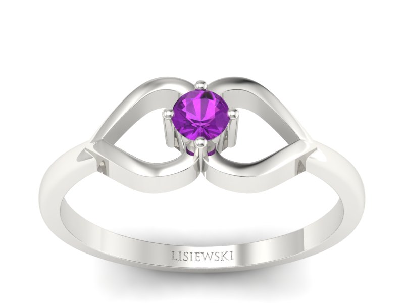 Złoty pierścionek z ametystem białe złoto - p16142bat
