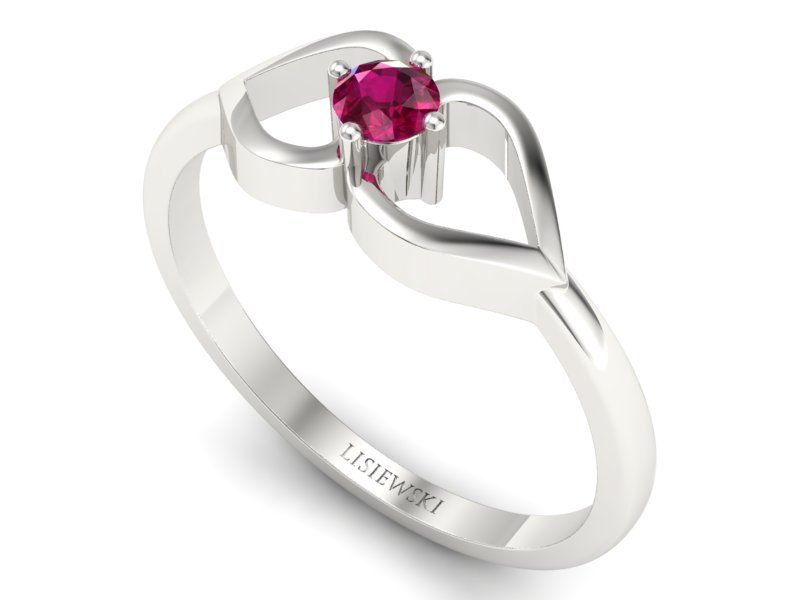 Złoty pierścionek z rubinem białe złoto - p16142br — zdjęcie 3