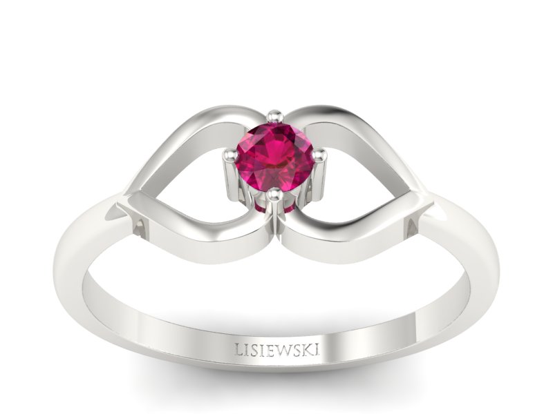 Złoty pierścionek z rubinem białe złoto - p16142br