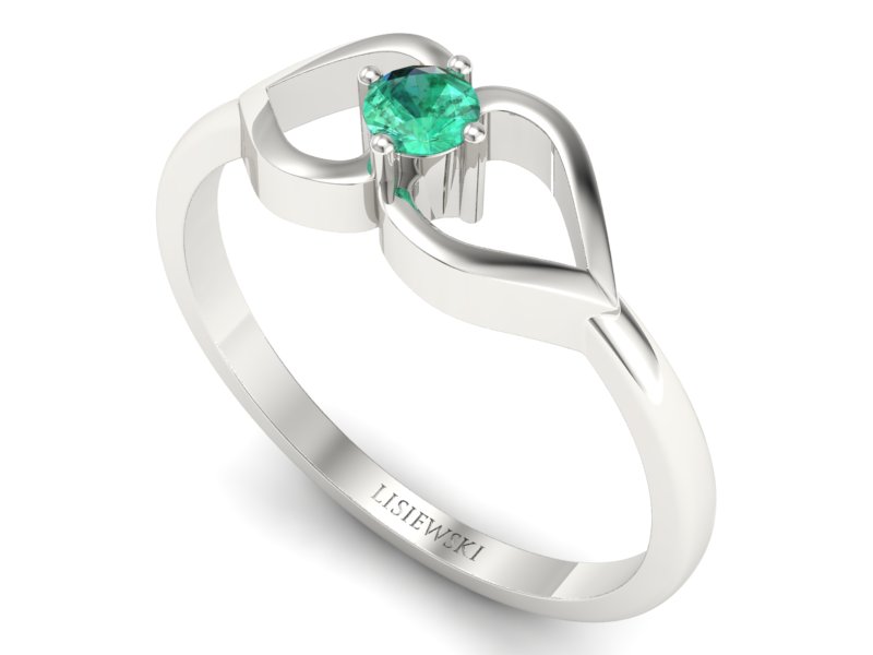 Złoty pierścionek ze szmaragdem białe złoto - p16142bsm — zdjęcie 3