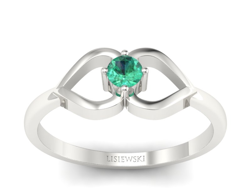 Złoty pierścionek ze szmaragdem białe złoto - p16142bsm