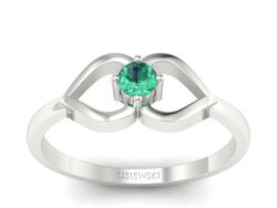 Złoty pierścionek ze szmaragdem białe złoto - p16142bsm