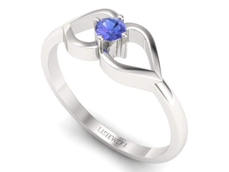 Złoty pierścionek z tanzanitem białe złoto - p16142bt — zdjęcie 3