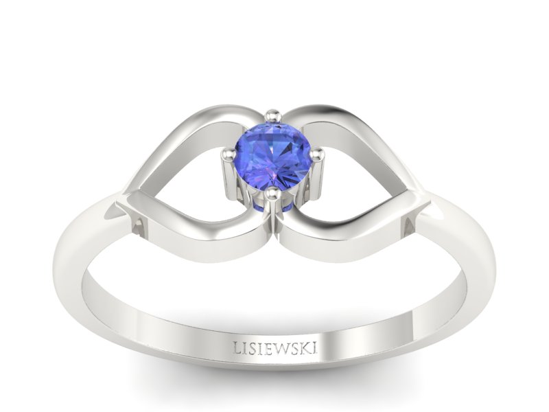 Złoty pierścionek z tanzanitem białe złoto - p16142bt