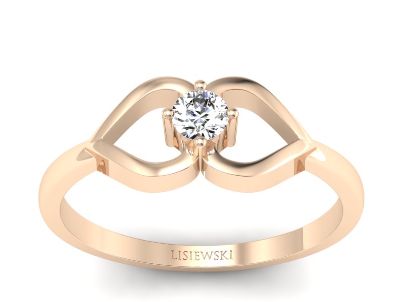 Złoty pierścionek z brylantem różowe złoto - p16142c