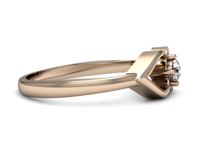 Złoty pierścionek z brylantem różowe złoto - p16142c — zdjęcie 5