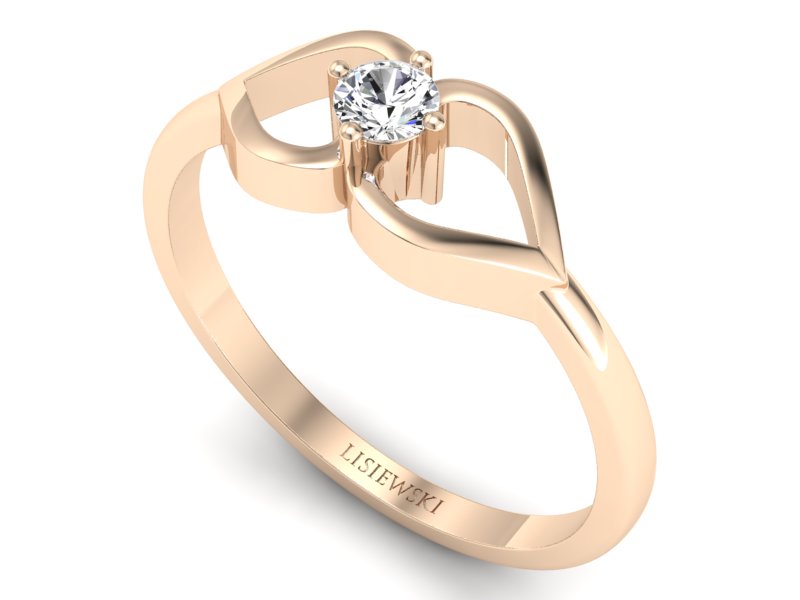 Złoty pierścionek z brylantem różowe złoto - p16142c — zdjęcie 3