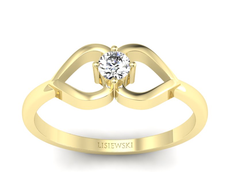 Złoty pierścionek z brylantem żółte złoto - p16142z