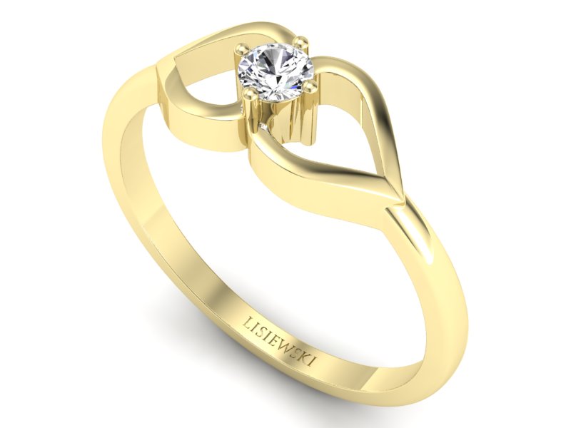 Złoty pierścionek z brylantem żółte złoto - p16142z — zdjęcie 3