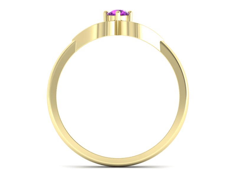 Złoty pierścionek z ametystem żółte złoto - p16142zat — zdjęcie 2