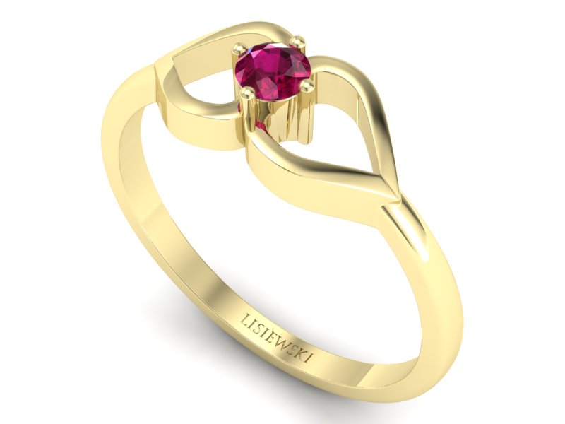 Złoty pierścionek z rubinem żółte złoto - p16142zr — zdjęcie 3
