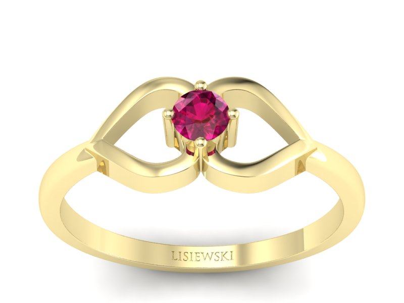 Złoty pierścionek z rubinem żółte złoto - p16142zr