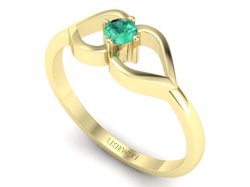 Złoty pierścionek ze szmaragdem żółte złoto - p16142zsm — zdjęcie 3