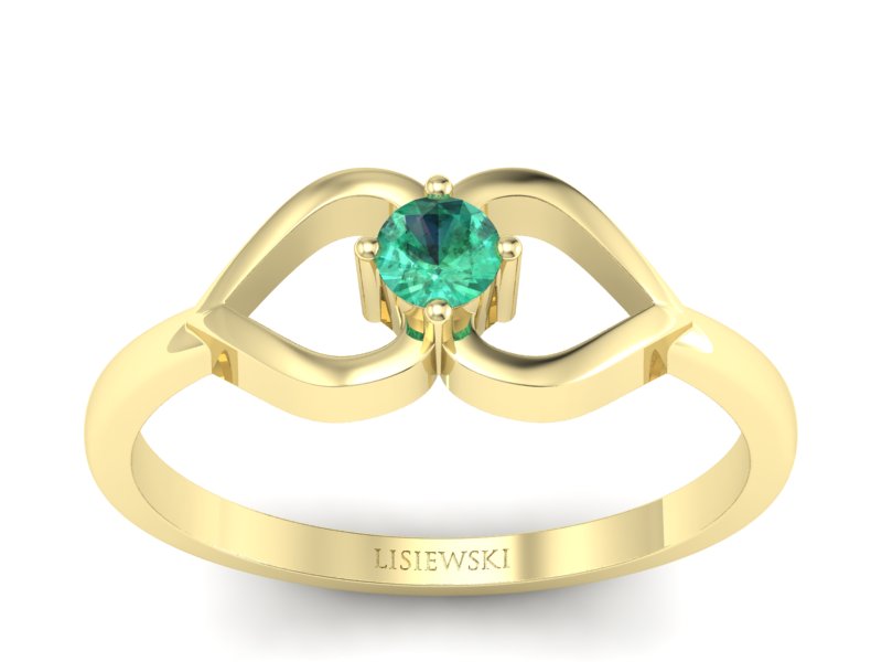 Złoty pierścionek ze szmaragdem żółte złoto - p16142zsm