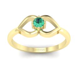 Złoty pierścionek ze szmaragdem żółte złoto - p16142zsm