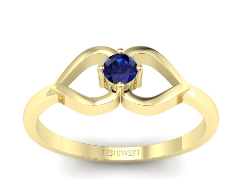 Złoty pierścionek z szafirem żółte złoto - p16142zsz