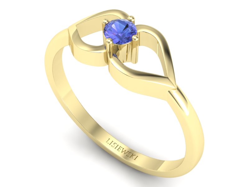 Złoty pierścionek z tanzanitem żółte złoto - p16142zt — zdjęcie 3