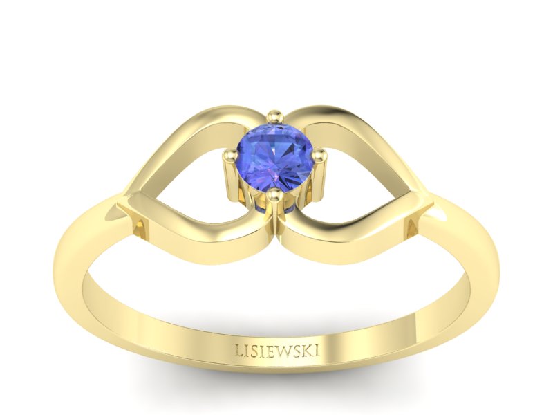 Złoty pierścionek z tanzanitem żółte złoto - p16142zt