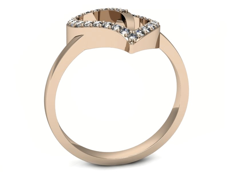 Złoty pierścionek z brylantami różowe złoto - p16143c — zdjęcie 3