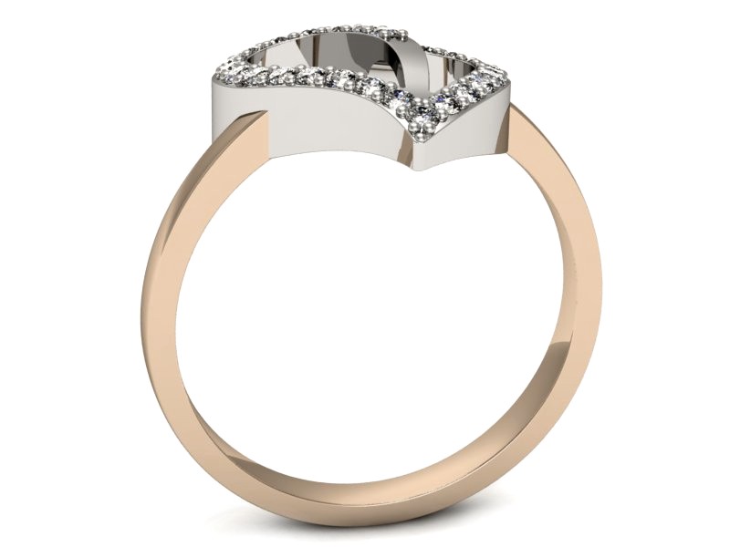 Pierścionek z brylantami białe różowe złoto - p16143cb — zdjęcie 3