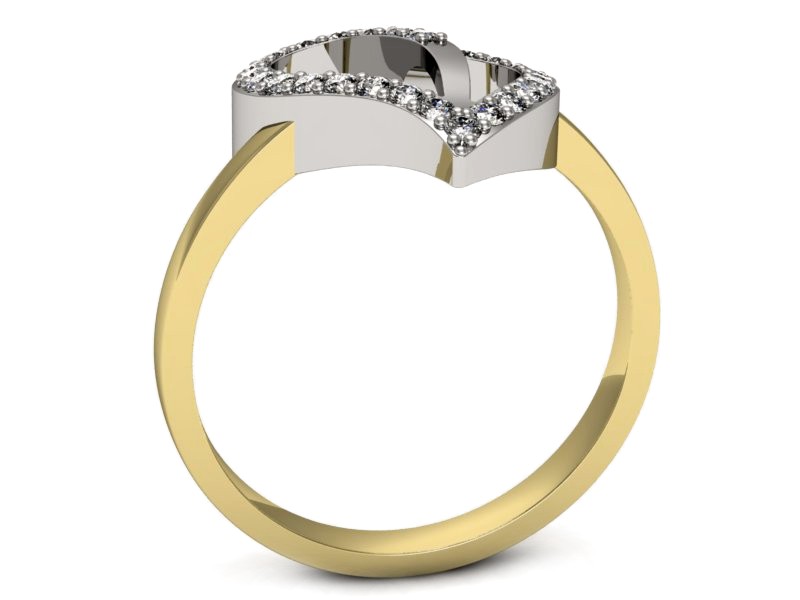 Pierścionek z diamentami żółte i białe złoto - p16143zb — zdjęcie 3