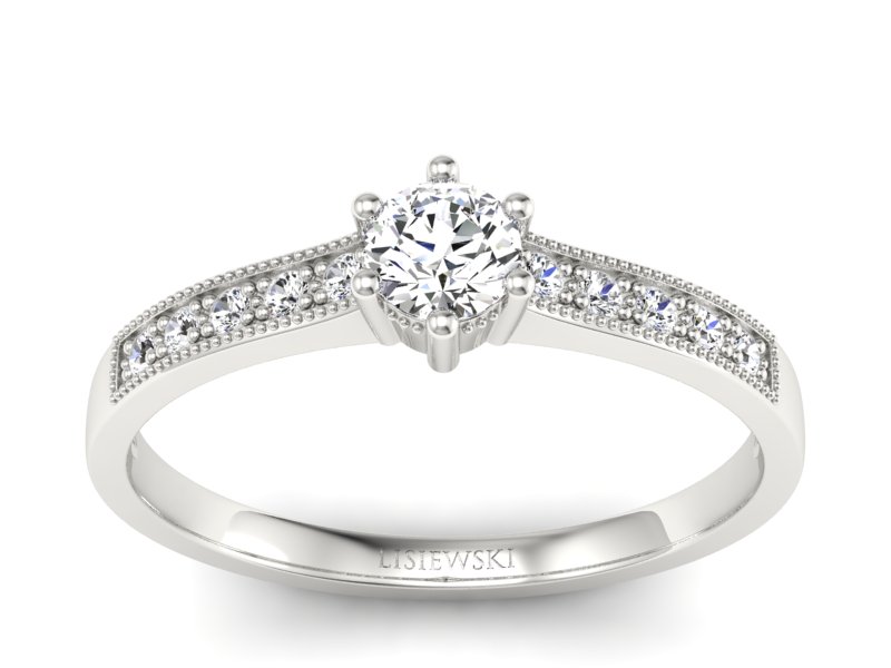 Złoty pierścionek z brylantami białe złoto - p16144b