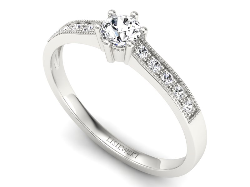 Złoty pierścionek z brylantami białe złoto - p16144b — zdjęcie 3