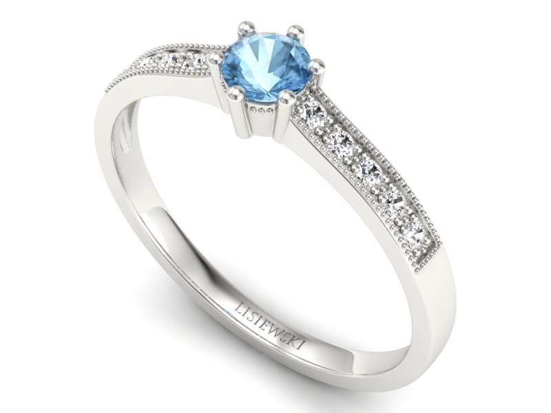 Pierścionek z topazem i brylantami białe złoto - p16144ba — zdjęcie 3