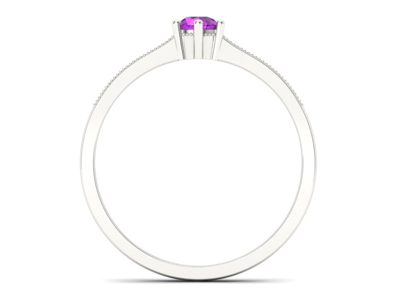 Pierścionek z ametystem i brylantami białe złoto - p16144bat — zdjęcie 2