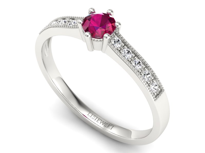 Pierścionek z rubinem i brylantami białe złoto - p16144br — zdjęcie 3