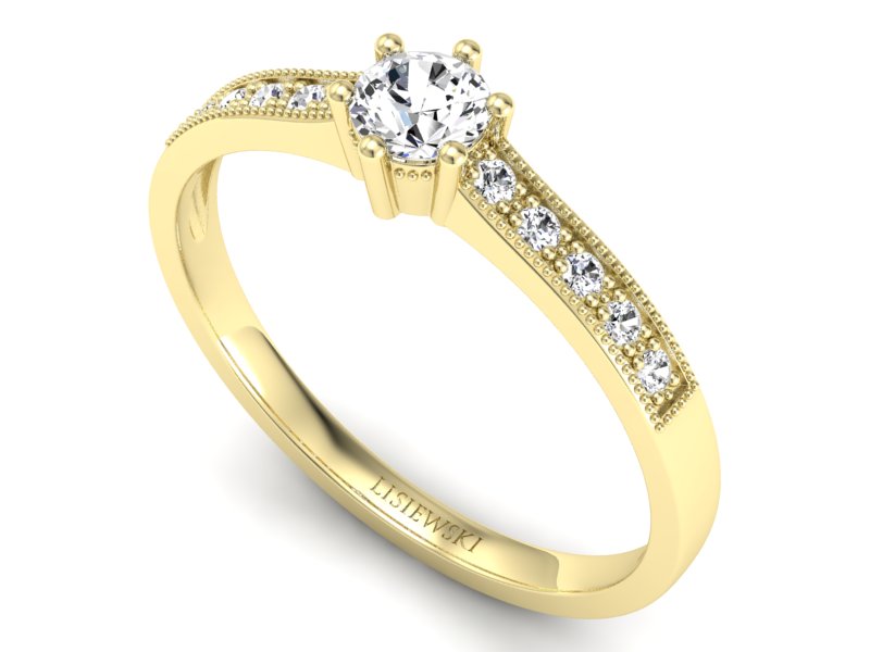 Pierścionek zaręczynowy z brylantami żółte złoto - p16144z — zdjęcie 3