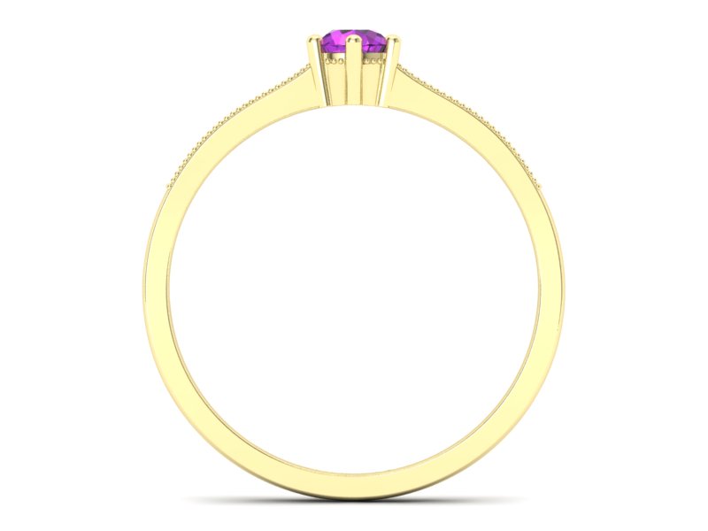 Pierścionek z ametystem i diamentem żółte złoto - p16144zat — zdjęcie 2