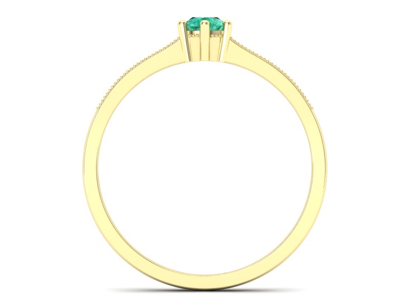 Złoty pierścionek ze szmaragdem i diamentami - p16144zsm — zdjęcie 2