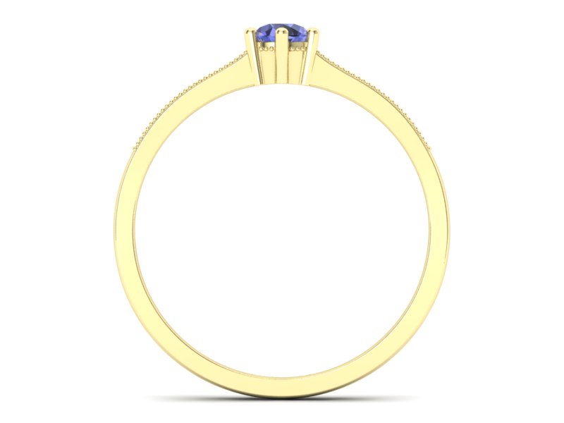 Pierścionek z tanzanitem i diamentami żółte złoto - p16144zt — zdjęcie 2