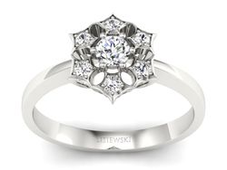 Pierścionek z diamentem i brylantami - p16145b_P_I