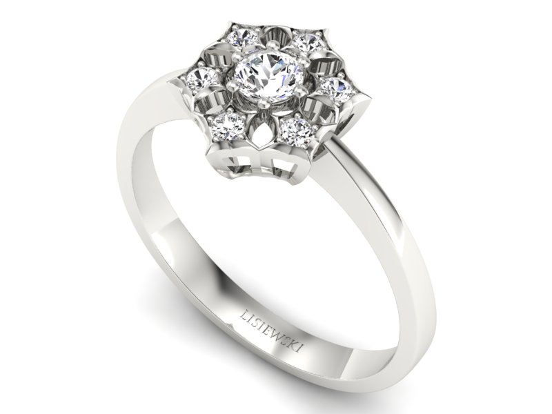 Pierścionek z diamentem i brylantami - p16145b_P_I — zdjęcie 3