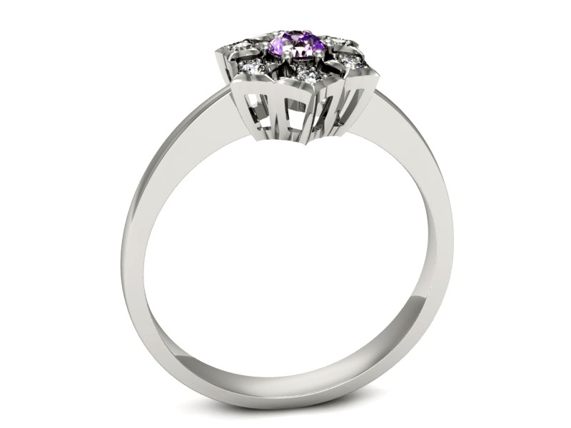 Pierścionek zaręczynowy z ametystem i brylantami - p16145bat — zdjęcie 5