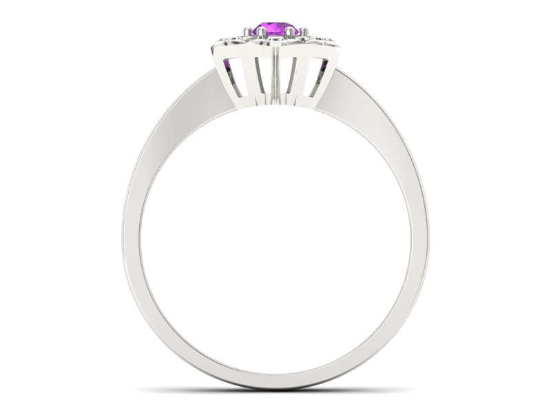 Pierścionek zaręczynowy z ametystem i brylantami - p16145bat — zdjęcie 2