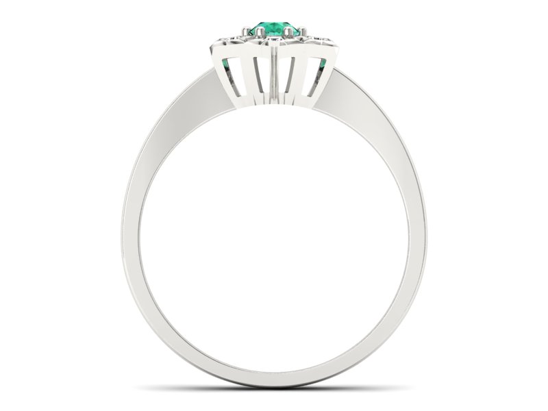 Złoty pierścionek ze szmaragdem i brylantami - p16145bsm — zdjęcie 2