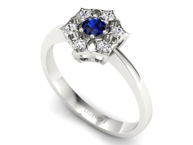 Złoty pierścionek z szafirem i brylantami - p16145bsz — zdjęcie 3