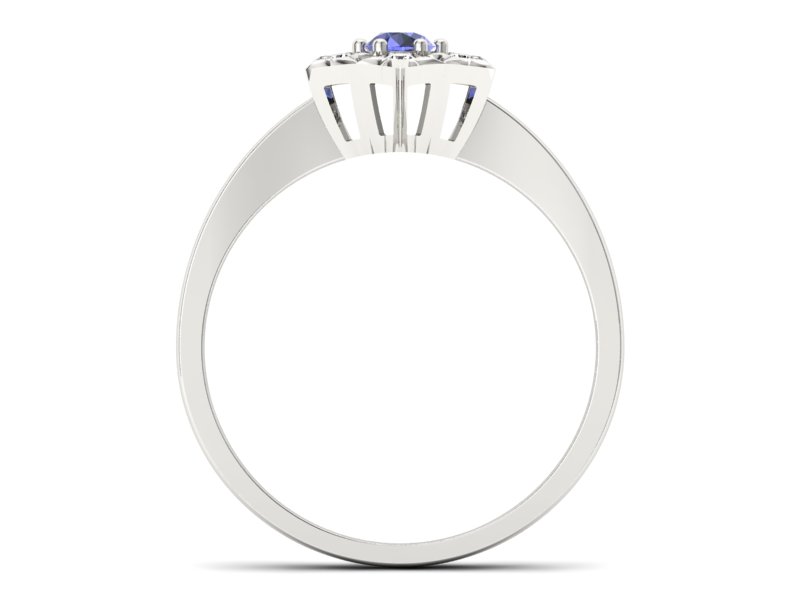 Złoty pierścionek z tanzanitem i brylantami - p16145bt — zdjęcie 2