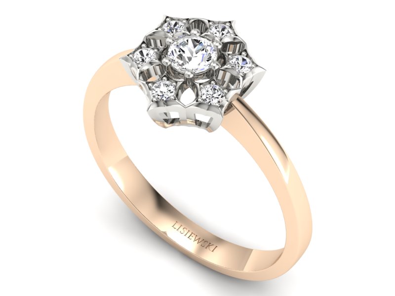 Pierścionek z brylantami różowe i białe złoto - p16145cb — zdjęcie 3