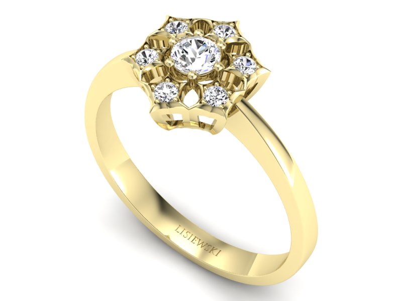 Złoty pierścionek z brylantami żółte złoto - p16145z — zdjęcie 3