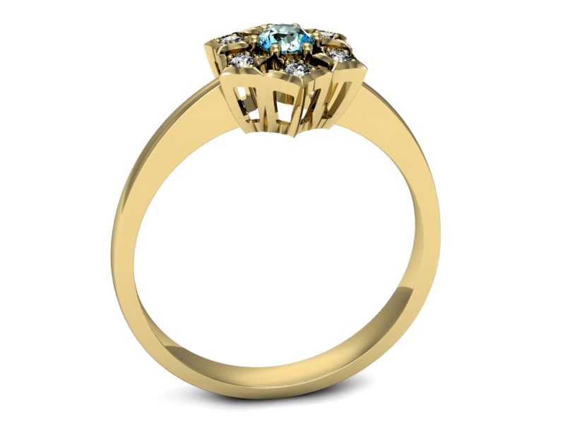 Złoty pierścionek z topazem i brylantami - p16145za — zdjęcie 5