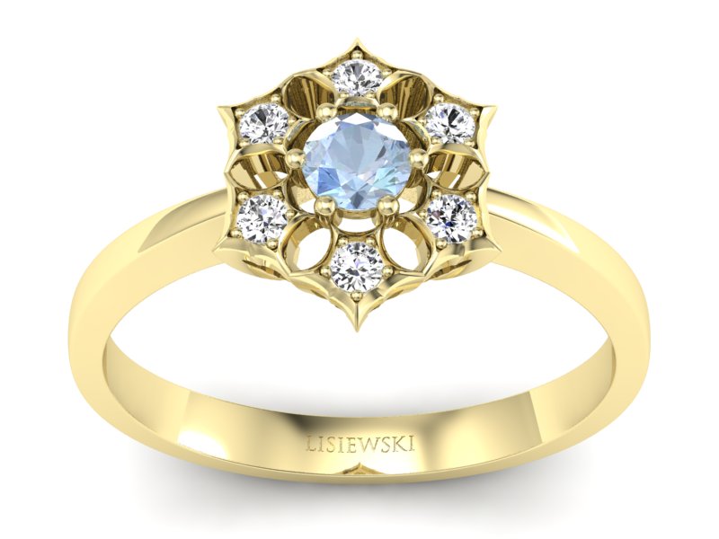 Złoty pierścionek z topazem i brylantami - p16145za