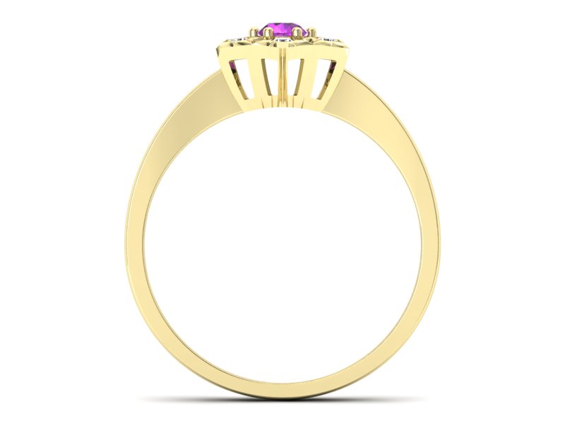 Pierścionek z ametystem i brylantami żółte złoto - p16145zat — zdjęcie 2