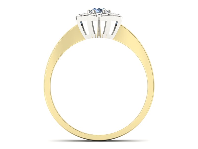 Pierścionek topaz i brylanty białe i żółte złoto - p16145zba — zdjęcie 2